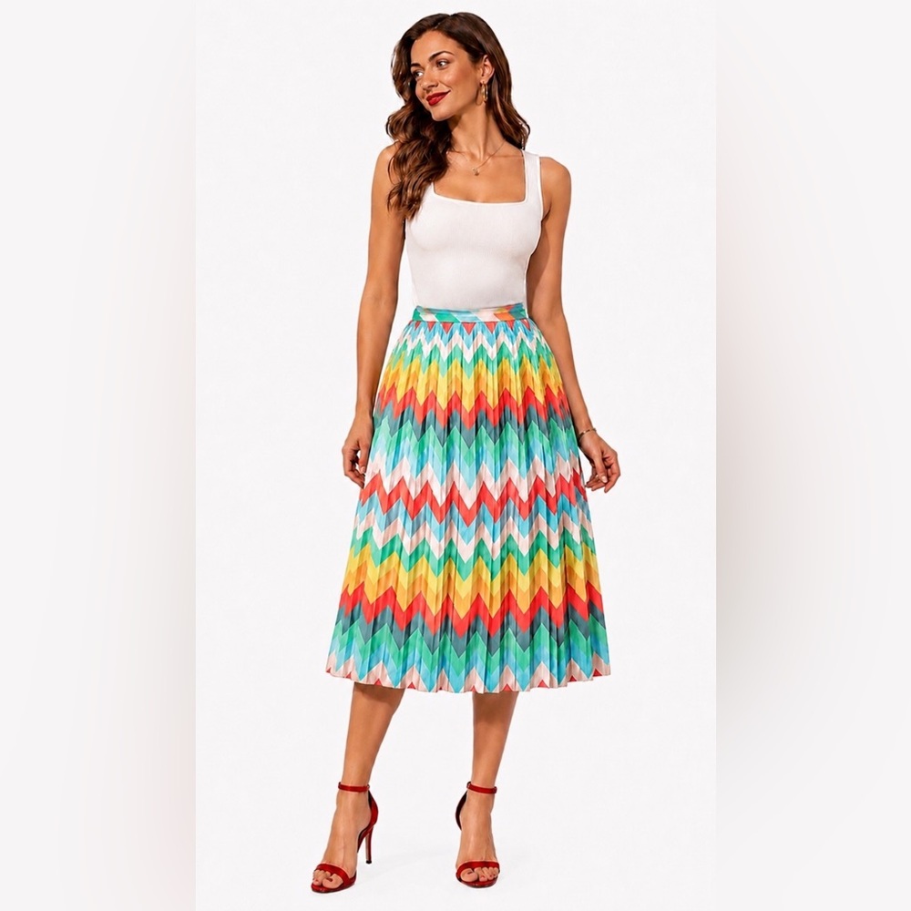Romeo & Juliet couture pleated colorful midi skirt